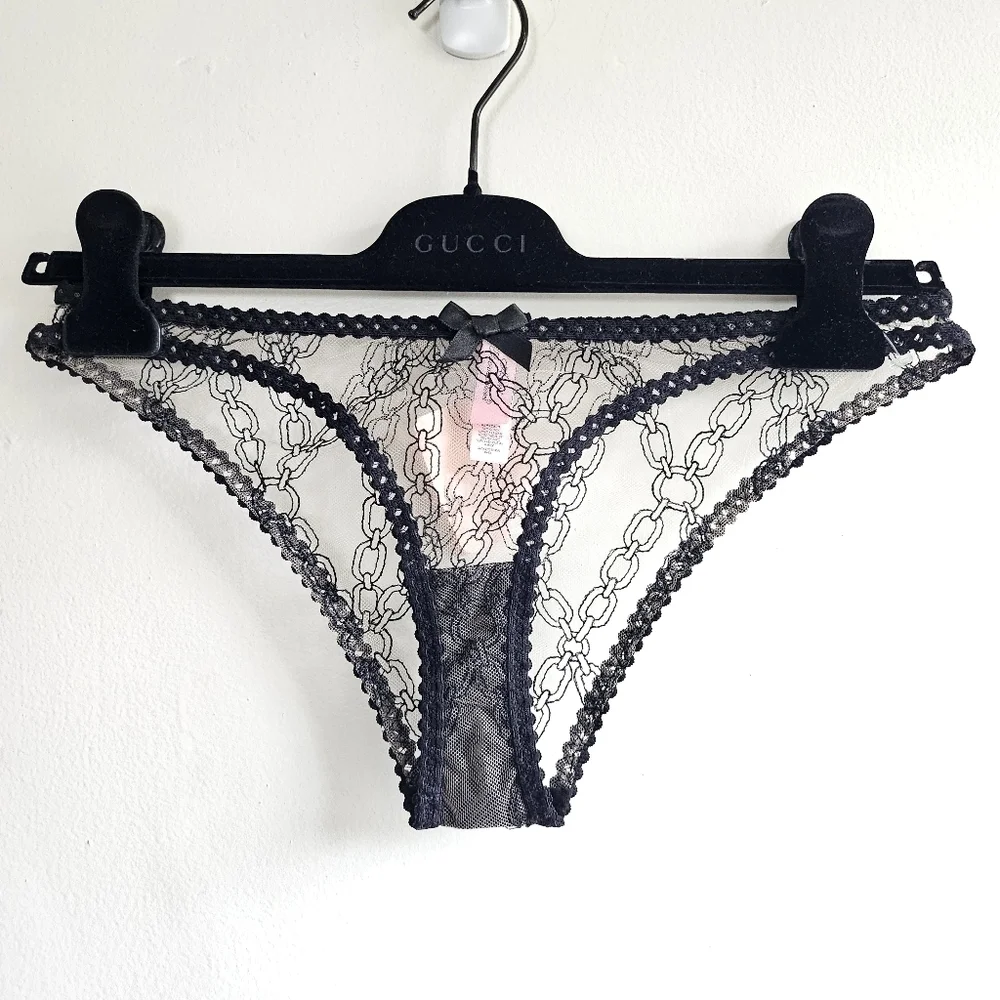 New Agent Provocateur Bailey Tulle Lace Nude/Black Brief Panties AP 2 / Small
